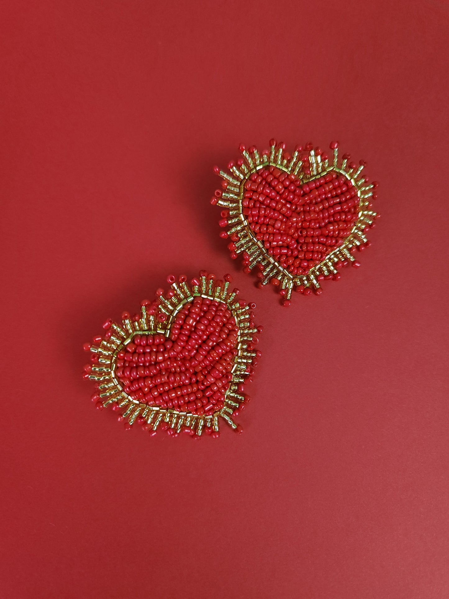 Red Sparkle Heart Studs