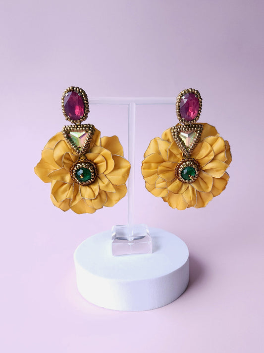 Canary Rose Drop Earrings