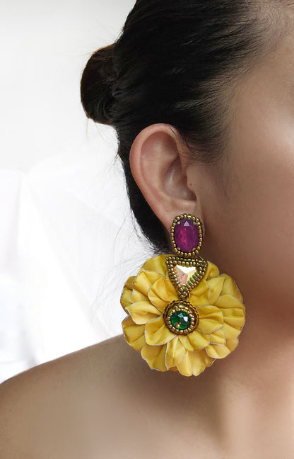 Canary Rose Drop Earrings